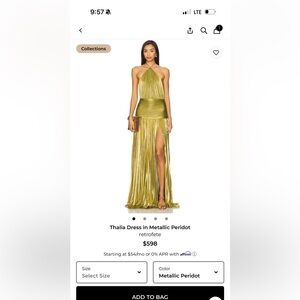 Retrofete Thalia Dress Shimmering Green Halter Gown